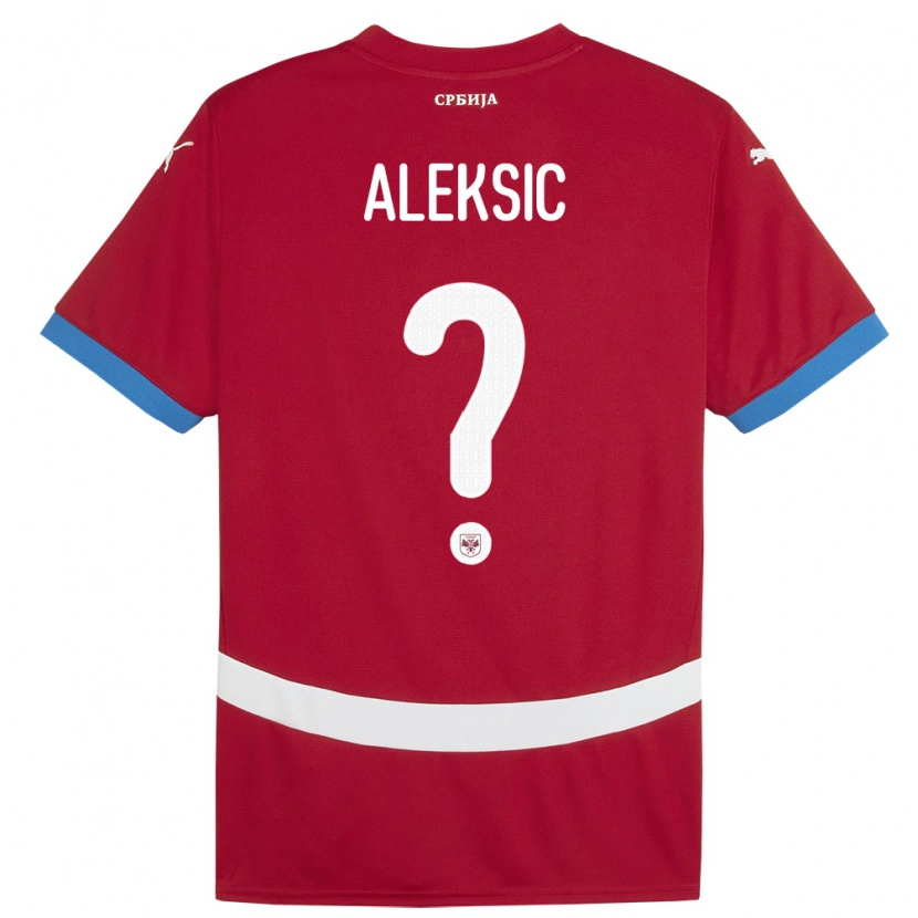 Danxen Enfant Maillot Serbie Milan Aleksic #0 Rouge Tenues Domicile 24-26 T-Shirt