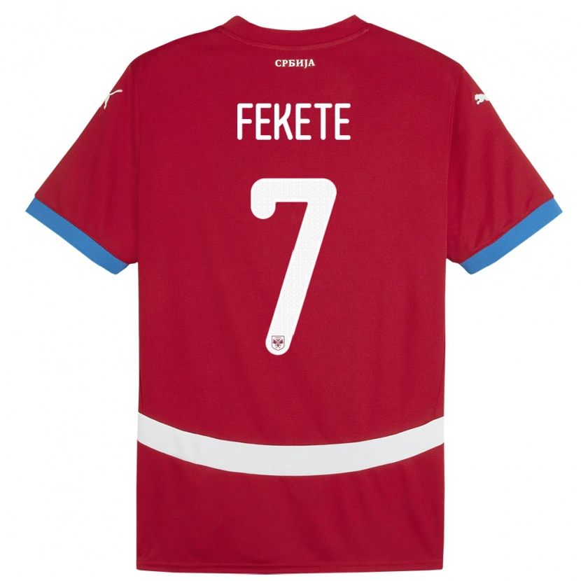Danxen Enfant Maillot Serbie Danilo Fekete #7 Rouge Tenues Domicile 24-26 T-Shirt