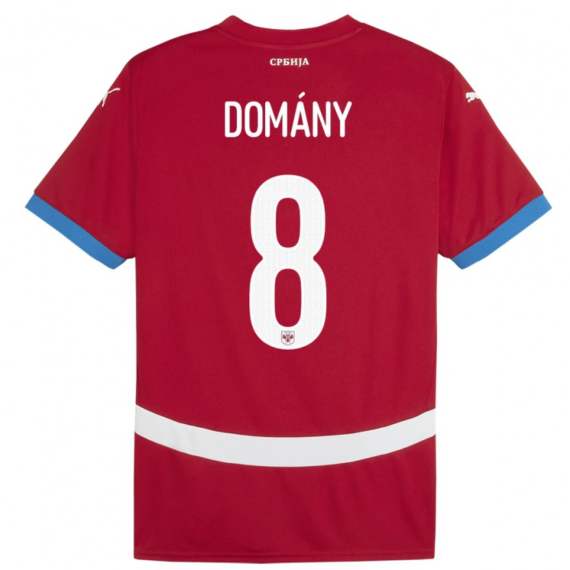 Danxen Enfant Maillot Serbie Bence Domány #8 Rouge Tenues Domicile 24-26 T-Shirt