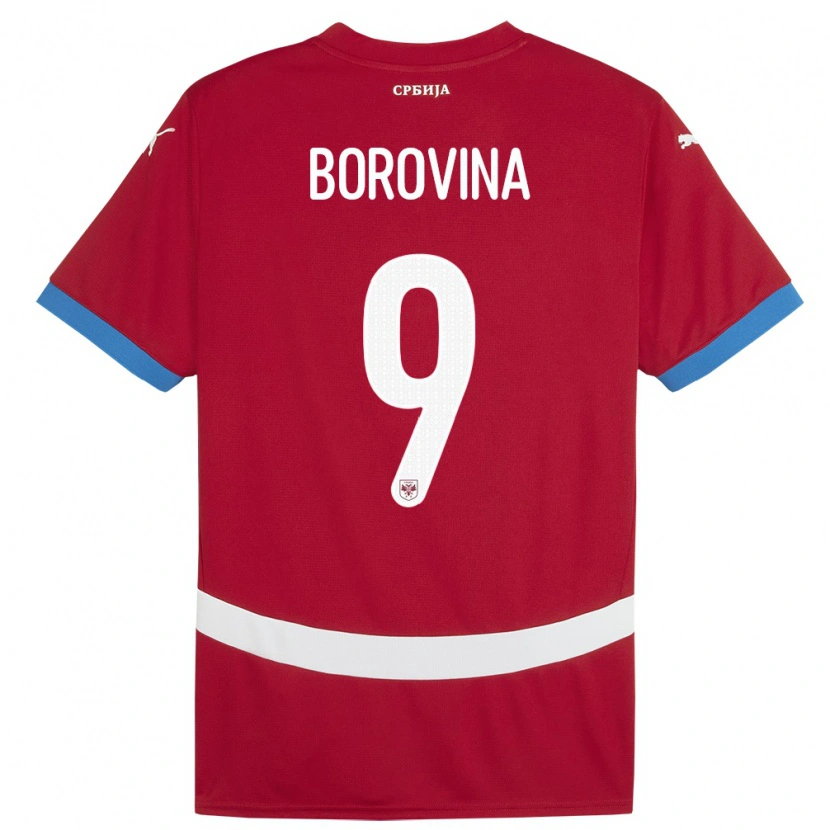 Danxen Enfant Maillot Serbie Srdjan Borovina #9 Rouge Tenues Domicile 24-26 T-Shirt