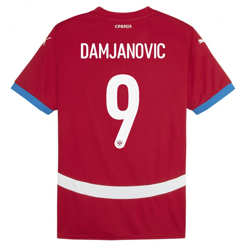Danxen Enfant Maillot Serbie Aleksa Damjanovic #9 Rouge Tenues Domicile 24-26 T-Shirt