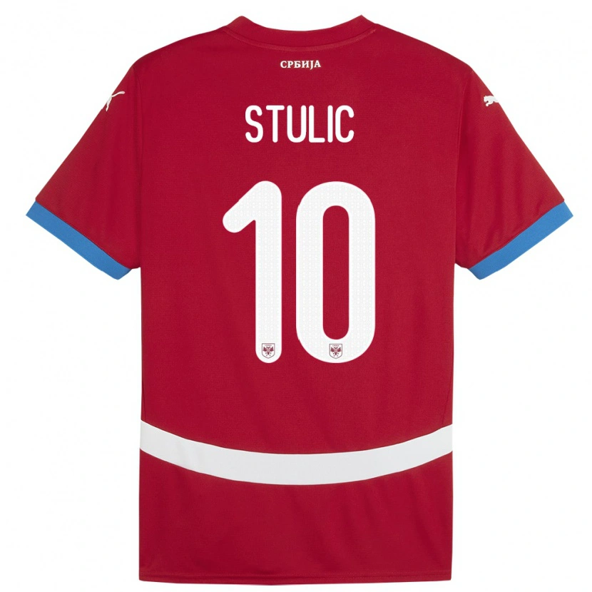 Danxen Enfant Maillot Serbie Pavle Stulic #10 Rouge Tenues Domicile 24-26 T-Shirt