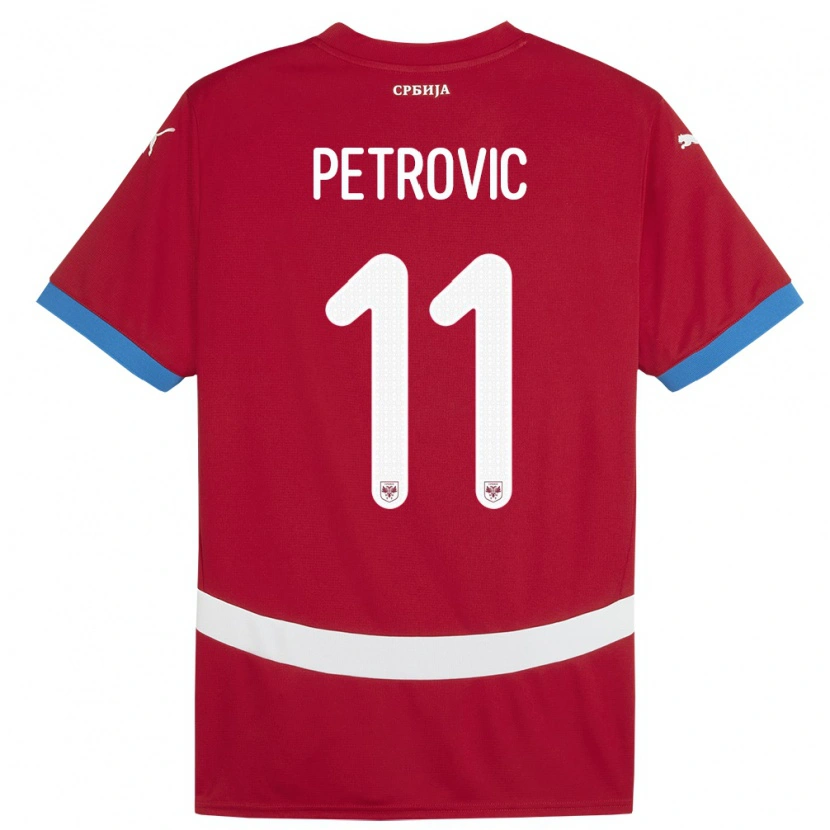 Danxen Enfant Maillot Serbie Aleksa Petrovic #11 Rouge Tenues Domicile 24-26 T-Shirt