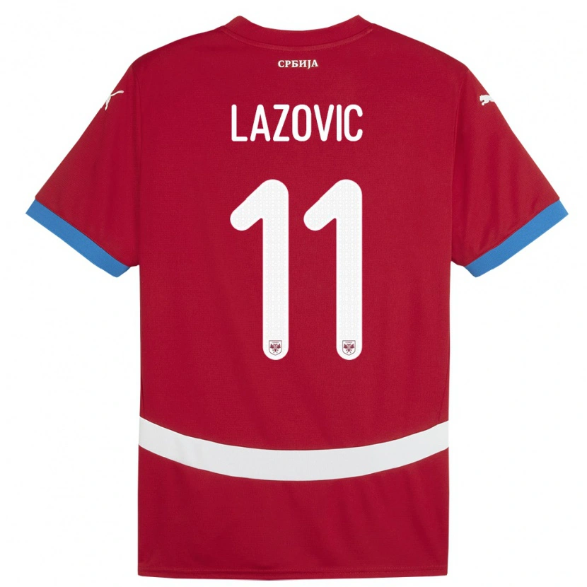 Danxen Enfant Maillot Serbie Filip Lazovic #11 Rouge Tenues Domicile 24-26 T-Shirt