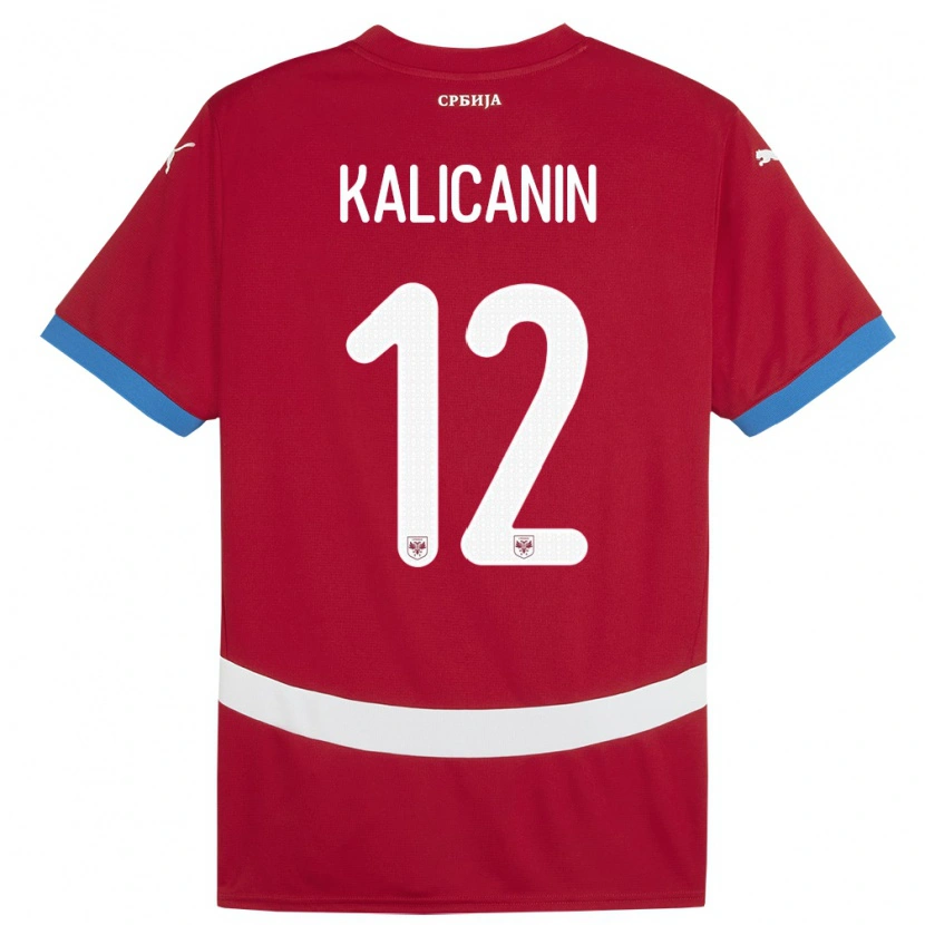 Danxen Enfant Maillot Serbie Lazar Kalicanin #12 Rouge Tenues Domicile 24-26 T-Shirt