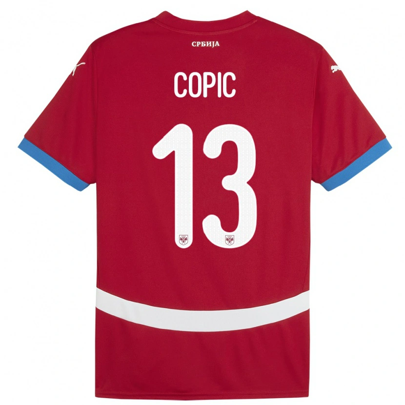 Danxen Enfant Maillot Serbie Milan Copic #13 Rouge Tenues Domicile 24-26 T-Shirt