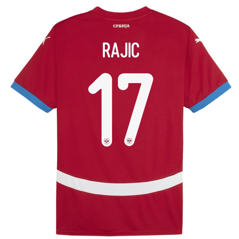 Danxen Enfant Maillot Serbie Aleksa Rajic #17 Rouge Tenues Domicile 24-26 T-Shirt