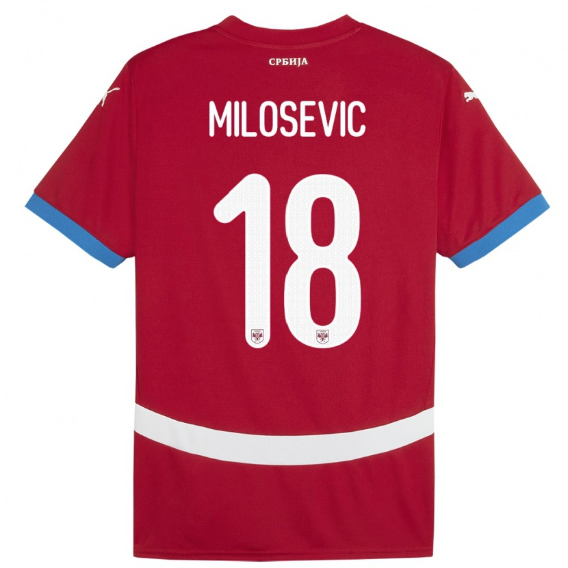 Danxen Enfant Maillot Serbie Mateja Milosevic #18 Rouge Tenues Domicile 24-26 T-Shirt