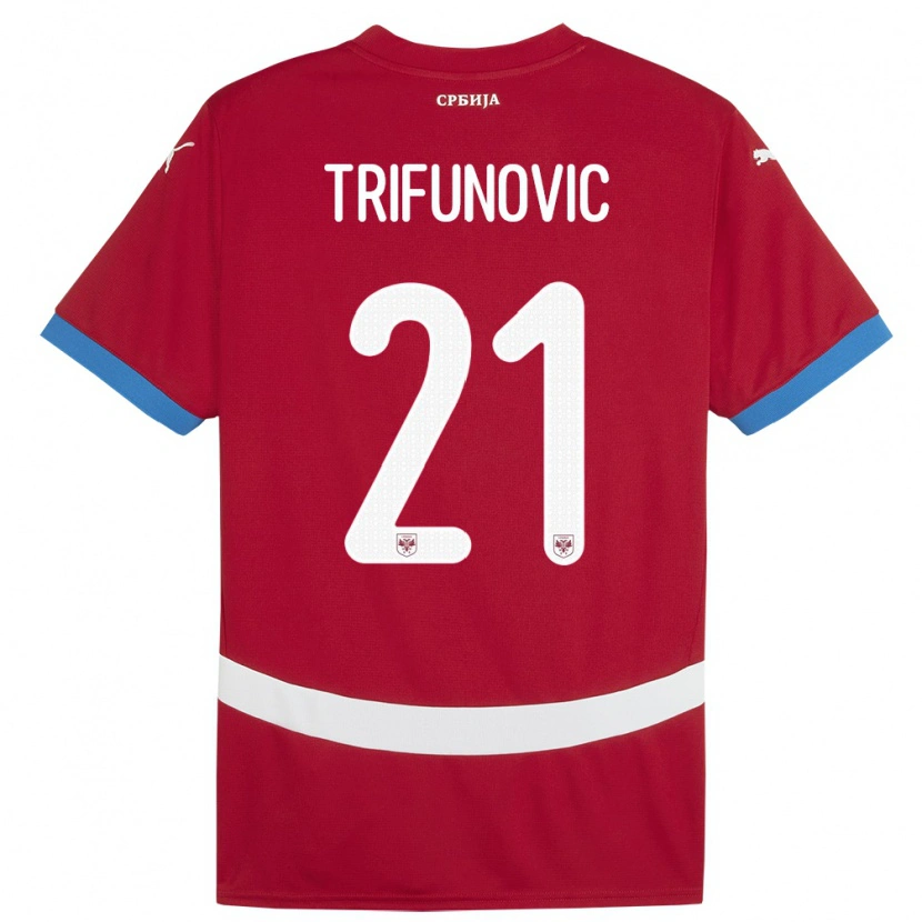 Danxen Enfant Maillot Serbie Nemanja Trifunovic #21 Rouge Tenues Domicile 24-26 T-Shirt