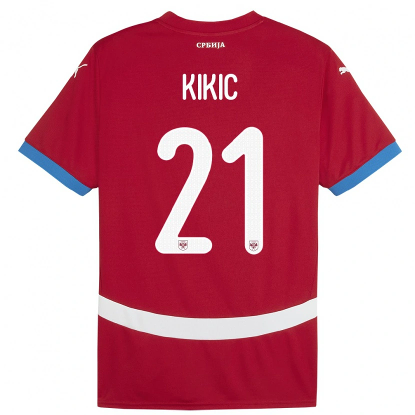Danxen Enfant Maillot Serbie Uros Kikic #21 Rouge Tenues Domicile 24-26 T-Shirt
