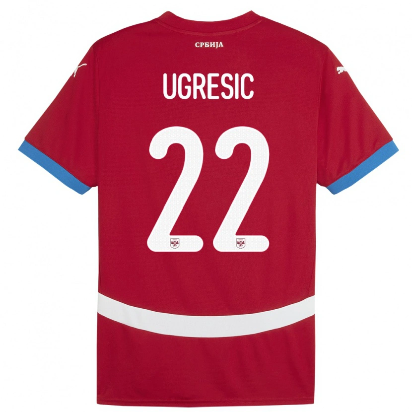 Danxen Enfant Maillot Serbie Ognjen Ugresic #22 Rouge Tenues Domicile 24-26 T-Shirt