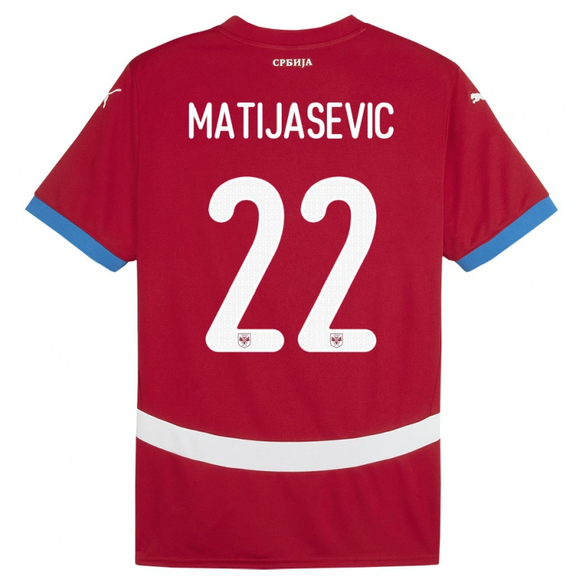 Danxen Enfant Maillot Serbie Filip Matijasevic #22 Rouge Tenues Domicile 24-26 T-Shirt