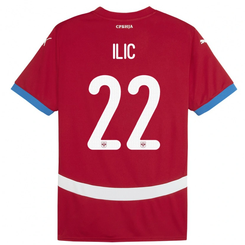 Danxen Enfant Maillot Serbie Pavle Ilic #22 Rouge Tenues Domicile 24-26 T-Shirt