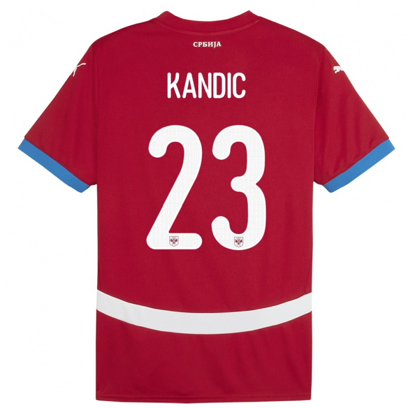 Danxen Enfant Maillot Serbie Marko Kandic #23 Rouge Tenues Domicile 24-26 T-Shirt