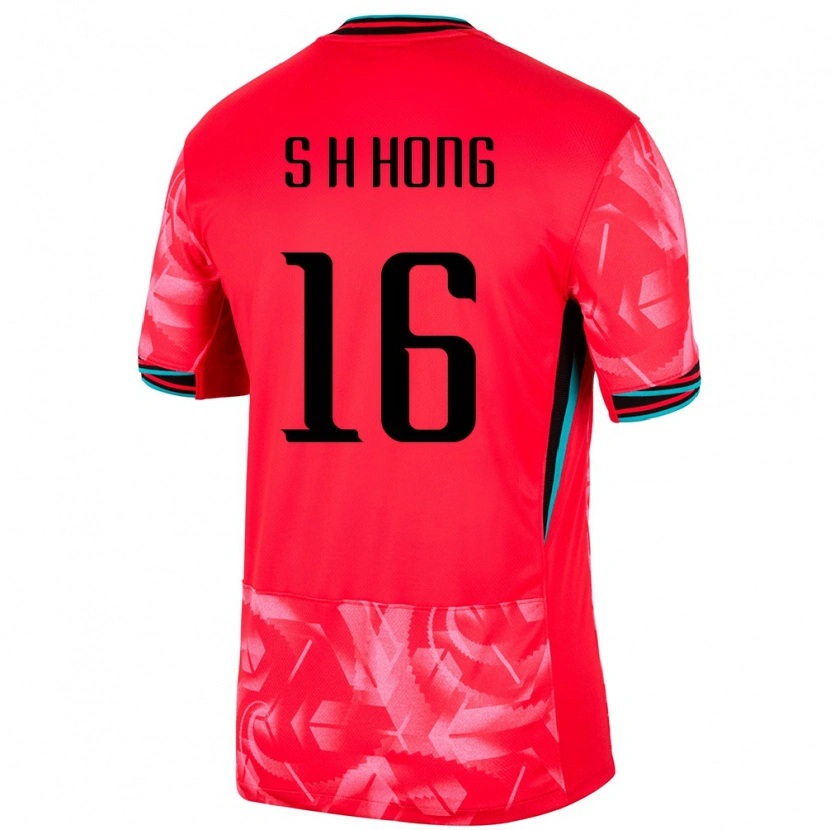 Danxen Enfant Maillot Corée Du Sud Hyun-Seok Hong #16 Rouge Tenues Domicile 24-26 T-Shirt