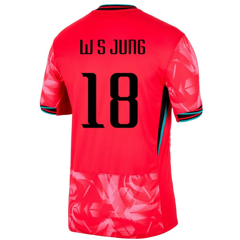 Danxen Enfant Maillot Corée Du Sud Sung-Woo Jung #18 Rouge Tenues Domicile 24-26 T-Shirt