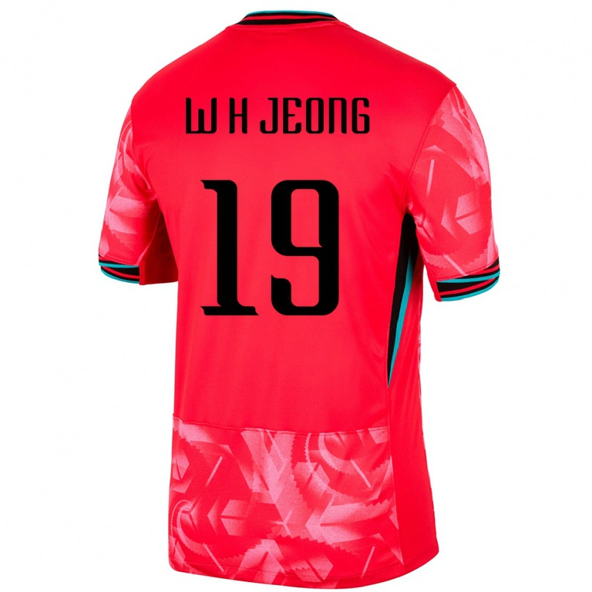 Danxen Enfant Maillot Corée Du Sud Hyun-Woong Jeong #19 Rouge Tenues Domicile 24-26 T-Shirt