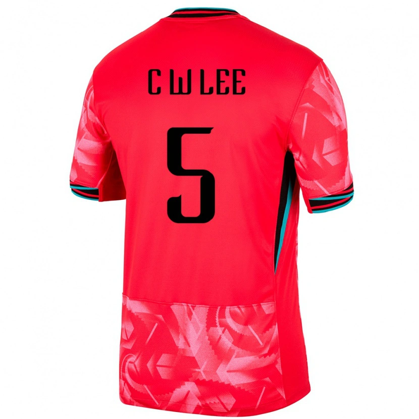 Danxen Enfant Maillot Corée Du Sud Lee Chan Wook #5 Rouge Tenues Domicile 24-26 T-Shirt