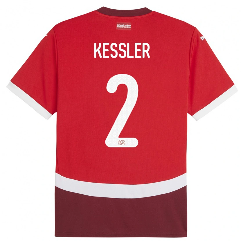 Danxen Enfant Maillot Suisse Ryan Kessler #2 Rouge Tenues Domicile 24-26 T-Shirt