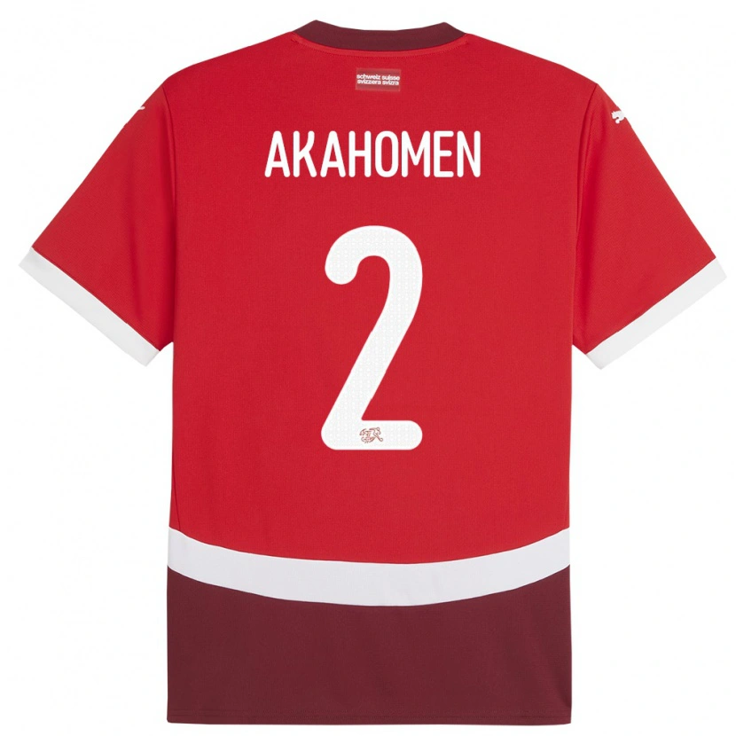 Danxen Enfant Maillot Suisse Marvin Akahomen #2 Rouge Tenues Domicile 24-26 T-Shirt