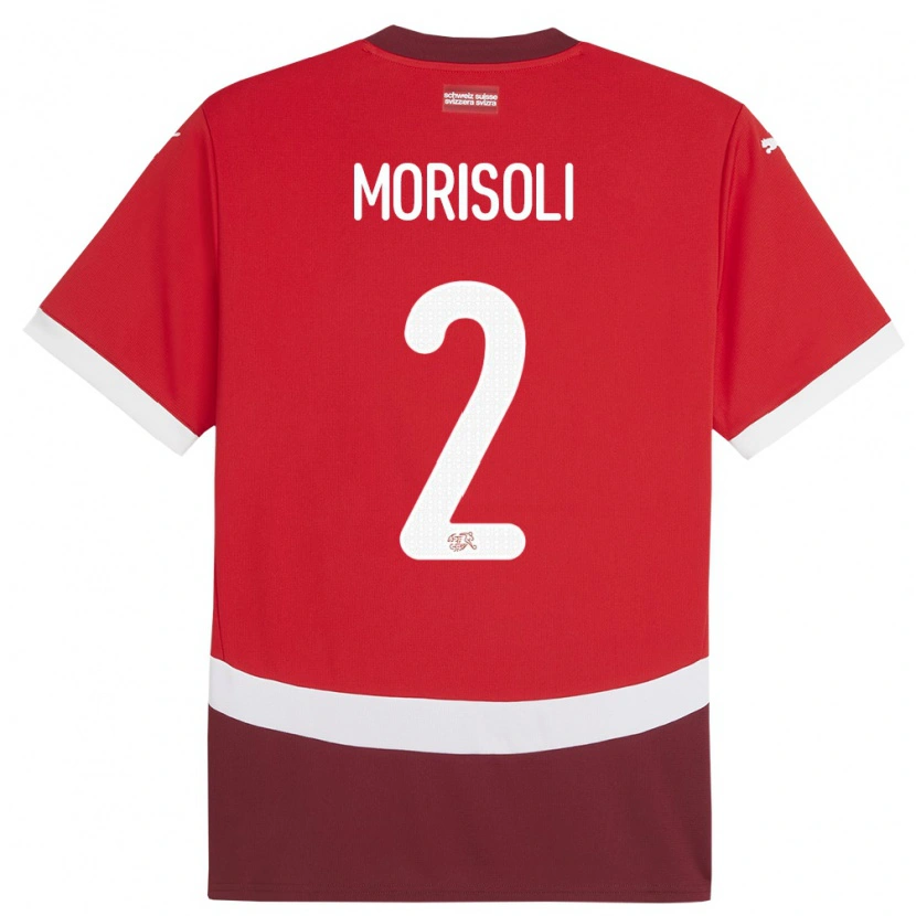 Danxen Enfant Maillot Suisse Gabriel Morisoli #2 Rouge Tenues Domicile 24-26 T-Shirt