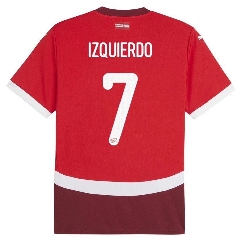 Danxen Enfant Maillot Suisse Ivan Izquierdo #7 Rouge Tenues Domicile 24-26 T-Shirt