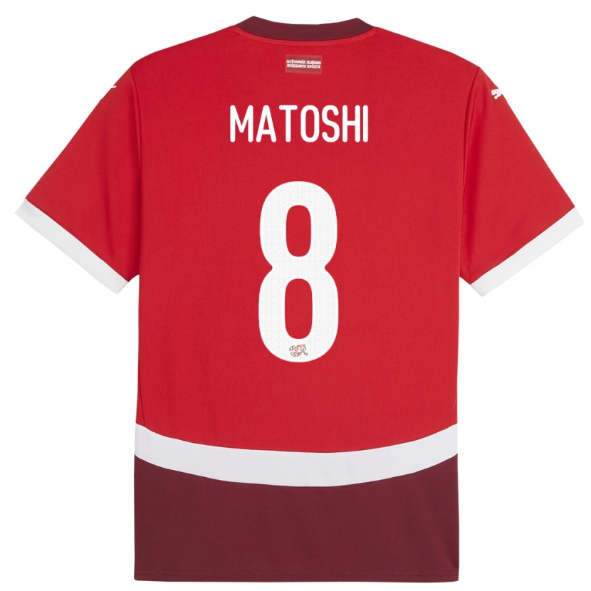 Danxen Enfant Maillot Suisse Valmir Matoshi #8 Rouge Tenues Domicile 24-26 T-Shirt