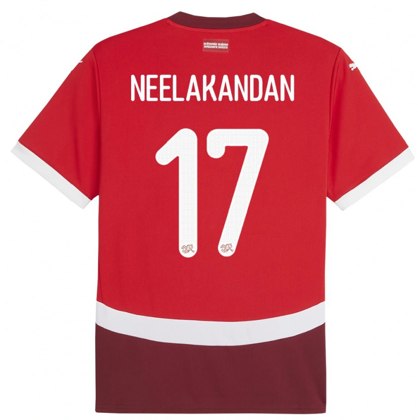 Danxen Enfant Maillot Suisse Ranjan Neelakandan #17 Rouge Tenues Domicile 24-26 T-Shirt