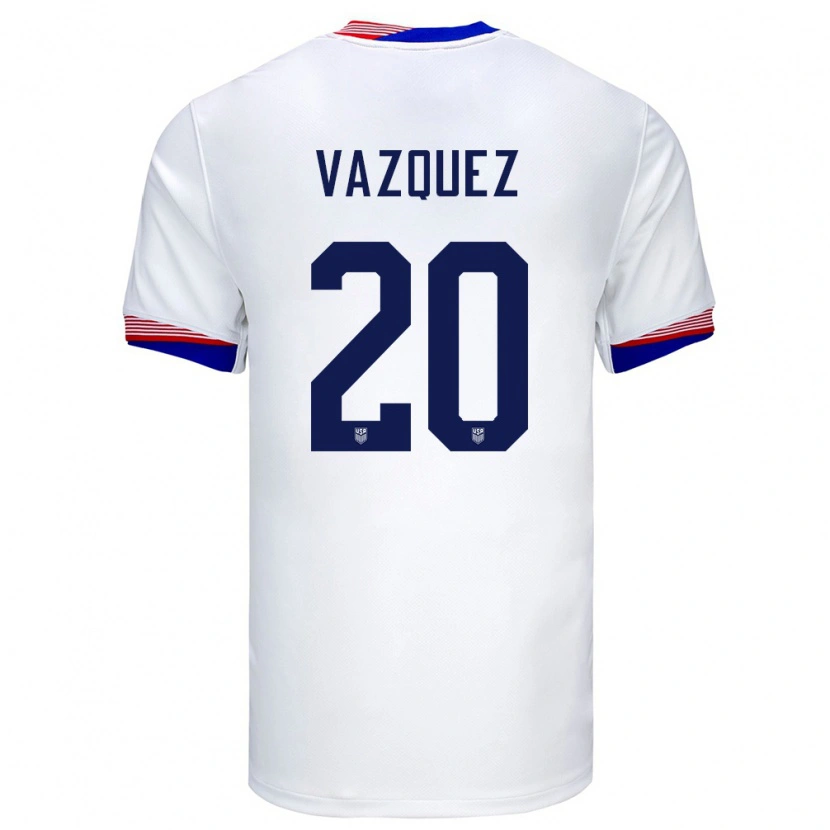 Danxen Enfant Maillot États-Unis Brandon Vazquez #20 Blanc Tenues Domicile 24-26 T-Shirt