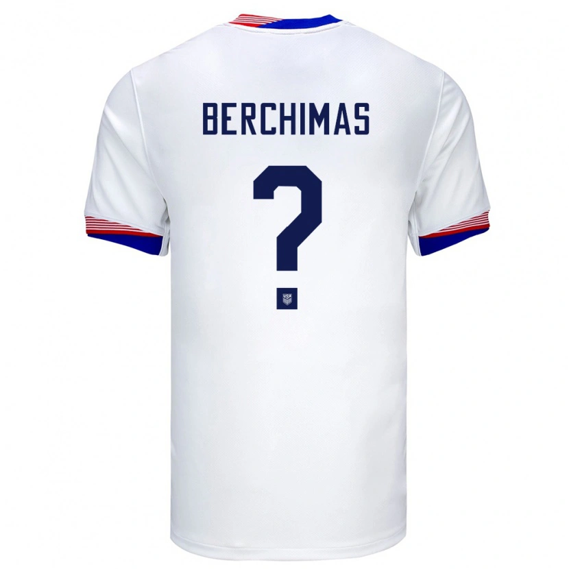 Danxen Enfant Maillot États-Unis Nimfasha Berchimas #0 Blanc Tenues Domicile 24-26 T-Shirt