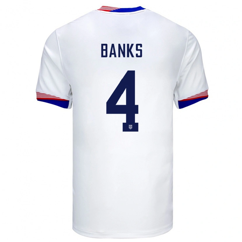 Danxen Enfant Maillot États-Unis Noahkai Banks #4 Blanc Tenues Domicile 24-26 T-Shirt
