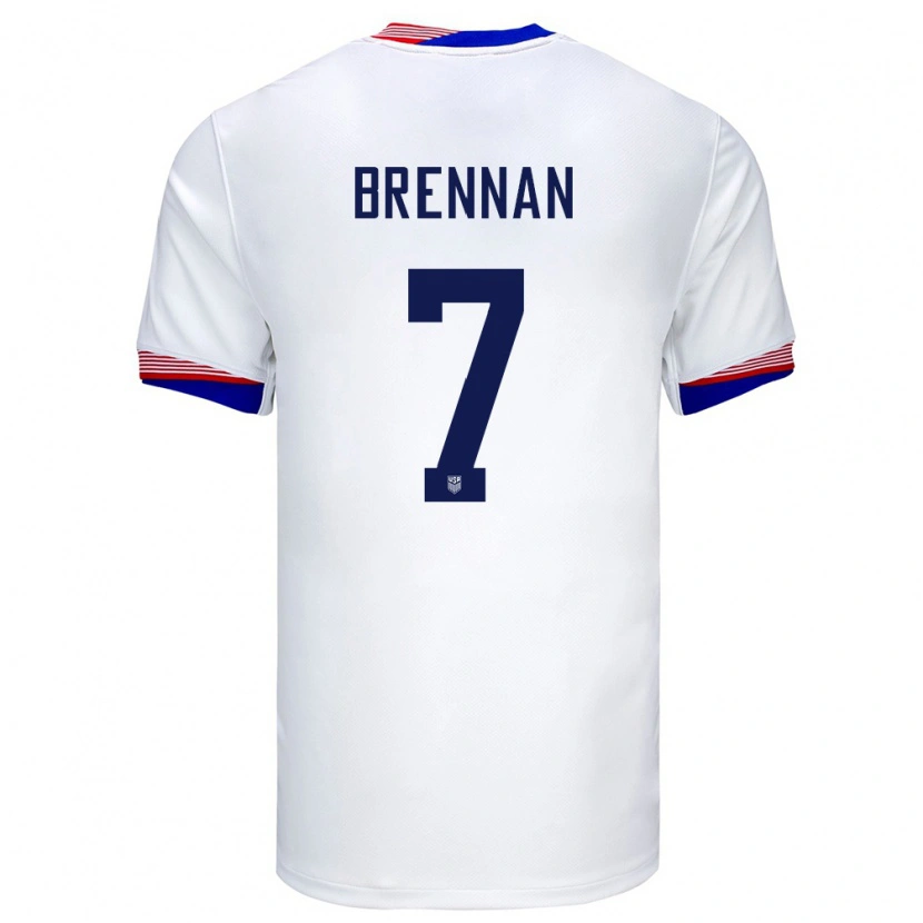 Danxen Enfant Maillot États-Unis Luke Brennan #7 Blanc Tenues Domicile 24-26 T-Shirt