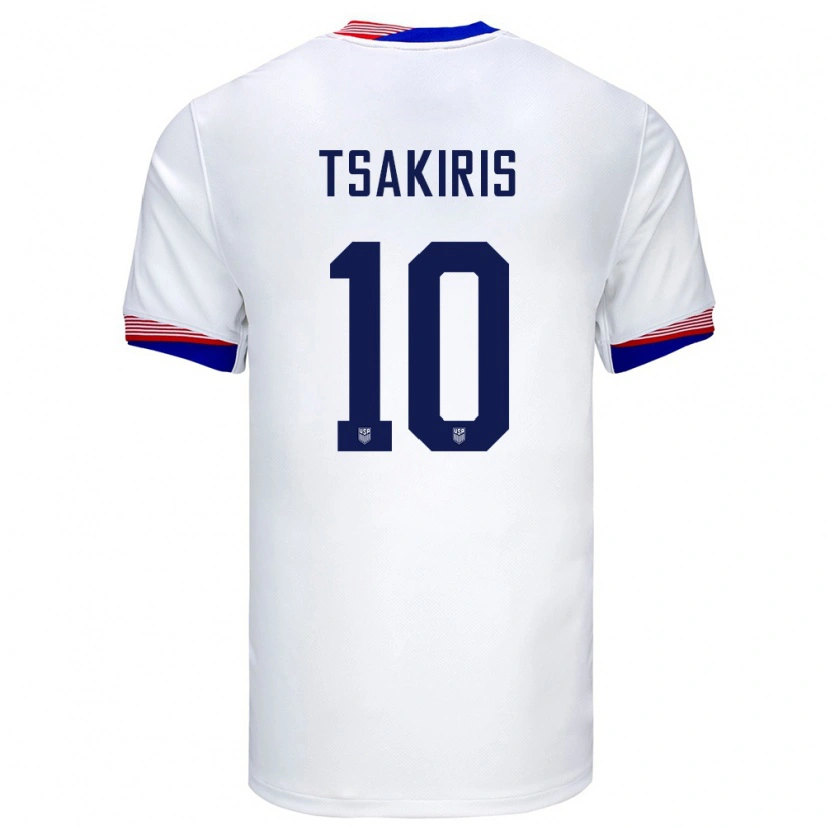 Danxen Enfant Maillot États-Unis Niko Tsakiris #10 Blanc Tenues Domicile 24-26 T-Shirt