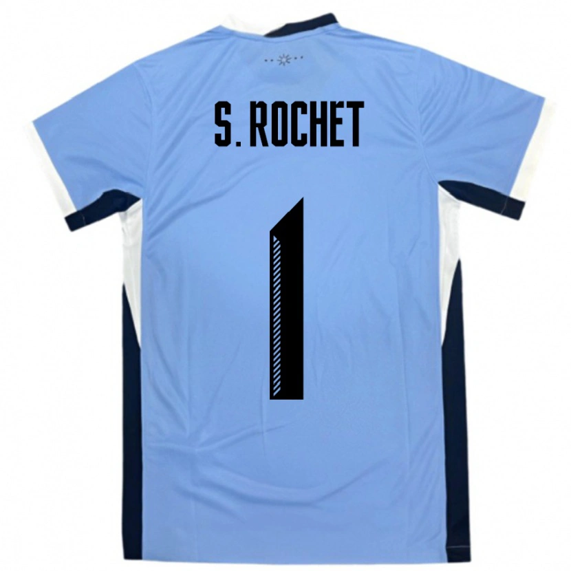 Danxen Enfant Maillot Uruguay Sergio Rochet #1 Blanc Noir Tenues Domicile 24-26 T-Shirt