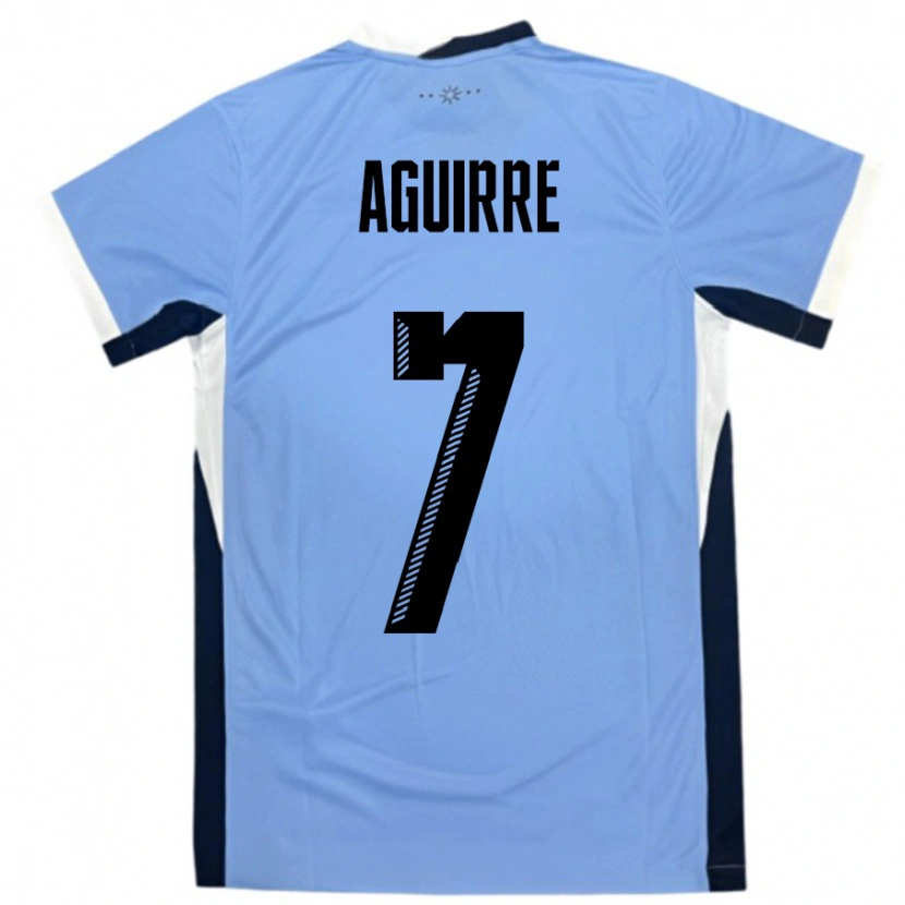 Danxen Enfant Maillot Uruguay Rodrigo Aguirre #7 Blanc Noir Tenues Domicile 24-26 T-Shirt