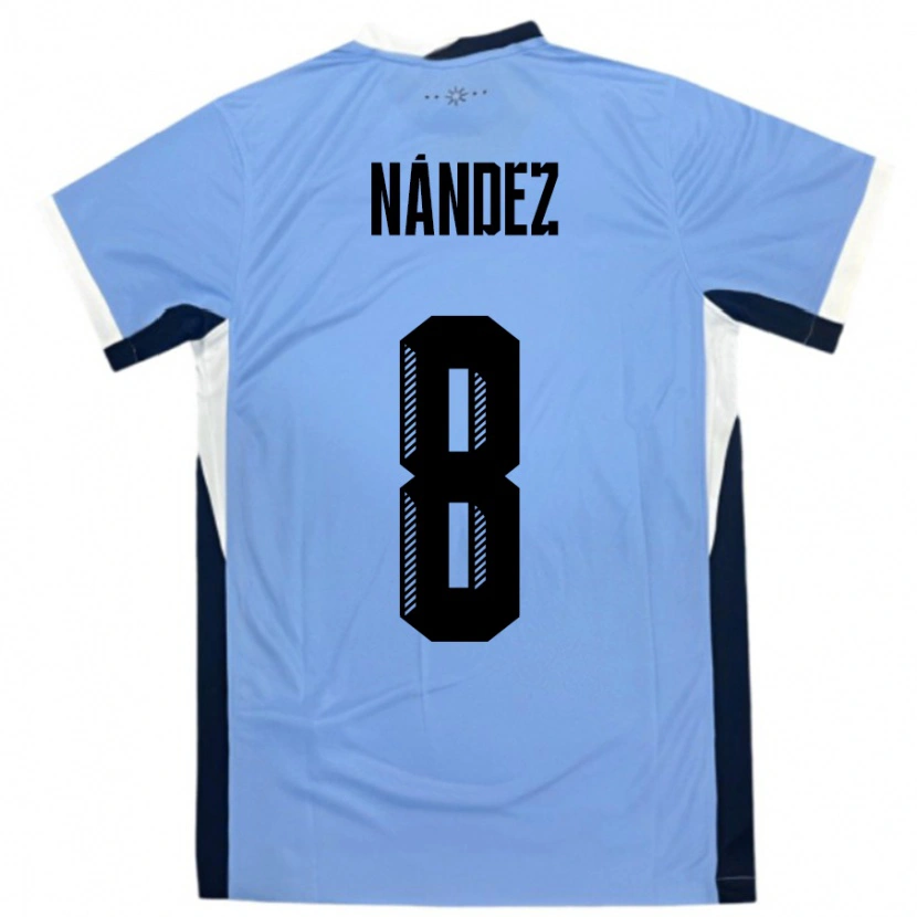 Danxen Enfant Maillot Uruguay Nahitan Nández #8 Blanc Noir Tenues Domicile 24-26 T-Shirt
