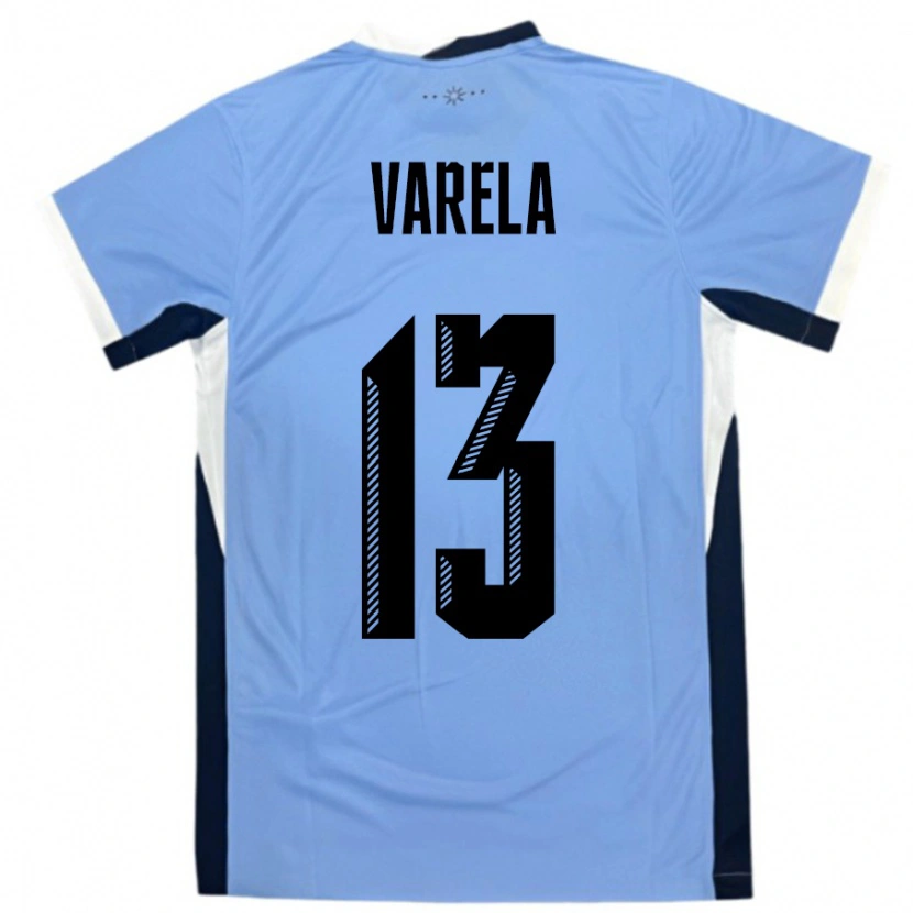 Danxen Enfant Maillot Uruguay Guillermo Varela #13 Blanc Noir Tenues Domicile 24-26 T-Shirt