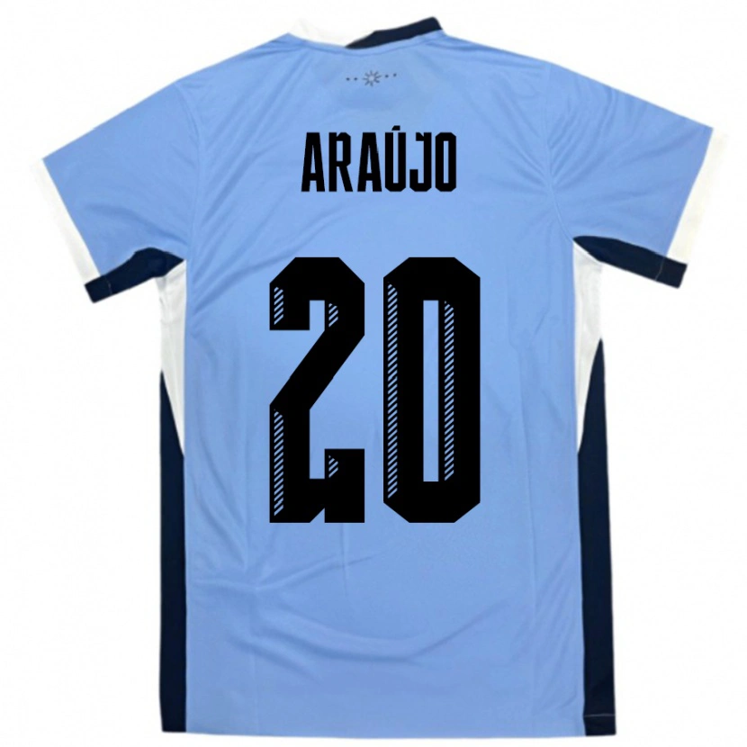 Danxen Enfant Maillot Uruguay Maxi Araújo #20 Blanc Noir Tenues Domicile 24-26 T-Shirt