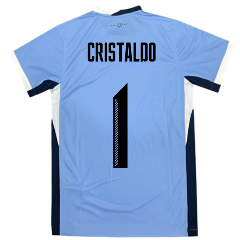 Danxen Enfant Maillot Uruguay Fabian Cristaldo #1 Blanc Noir Tenues Domicile 24-26 T-Shirt