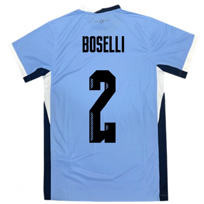 Danxen Enfant Maillot Uruguay Sebastián Boselli #2 Blanc Noir Tenues Domicile 24-26 T-Shirt