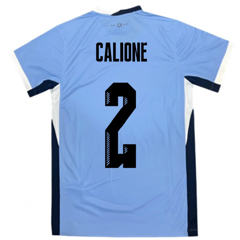 Danxen Enfant Maillot Uruguay Paolo Calione #2 Blanc Noir Tenues Domicile 24-26 T-Shirt