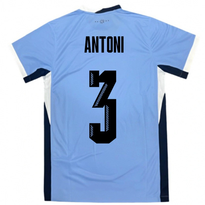Danxen Enfant Maillot Uruguay Mateo Antoni #3 Blanc Noir Tenues Domicile 24-26 T-Shirt