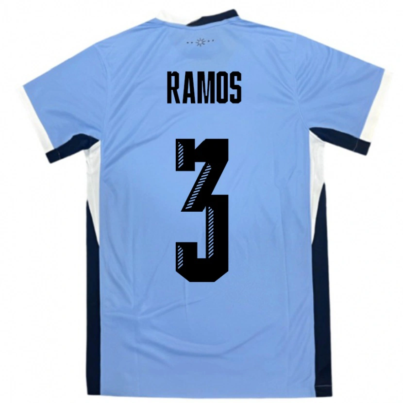 Danxen Enfant Maillot Uruguay Nicolás Ramos #3 Blanc Noir Tenues Domicile 24-26 T-Shirt