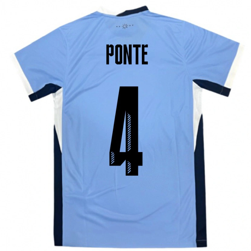 Danxen Enfant Maillot Uruguay Mateo Ponte #4 Blanc Noir Tenues Domicile 24-26 T-Shirt