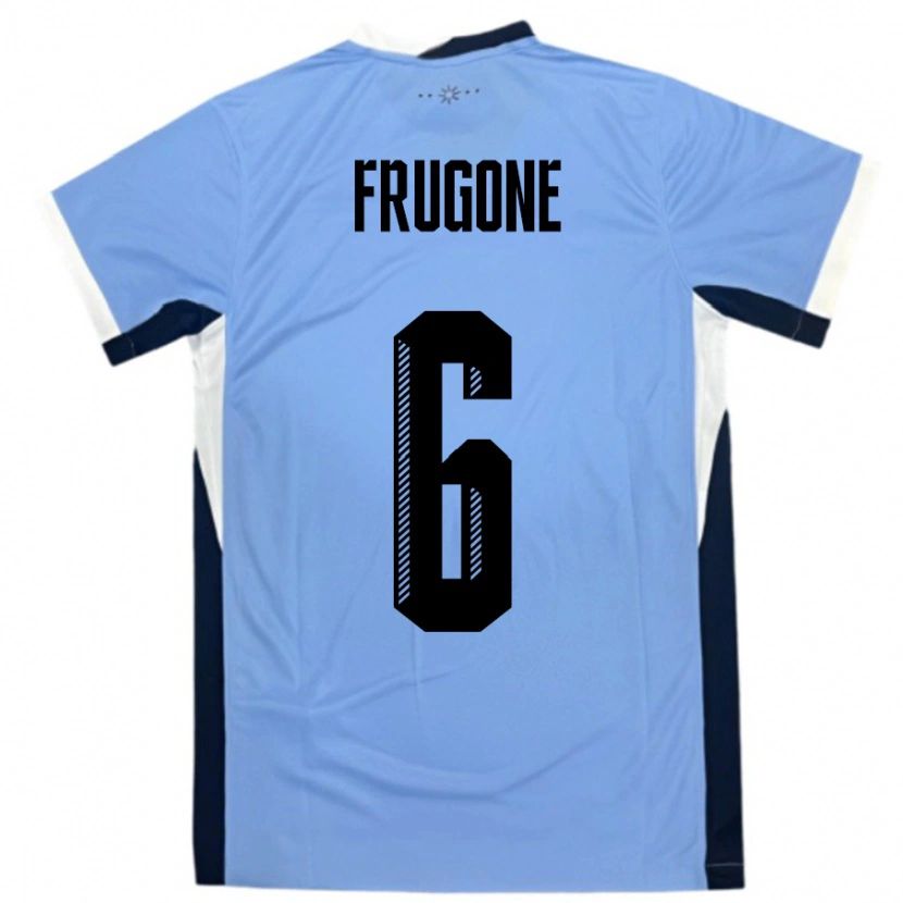 Danxen Enfant Maillot Uruguay Axel Frugone #6 Blanc Noir Tenues Domicile 24-26 T-Shirt