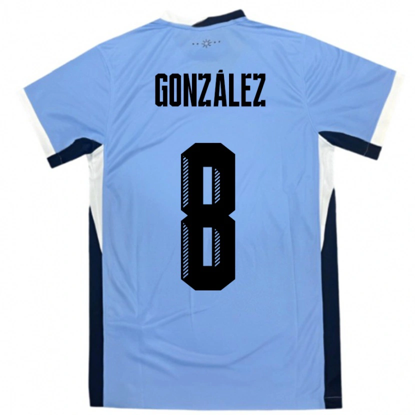 Danxen Enfant Maillot Uruguay Luciano Gonzalez #8 Blanc Noir Tenues Domicile 24-26 T-Shirt