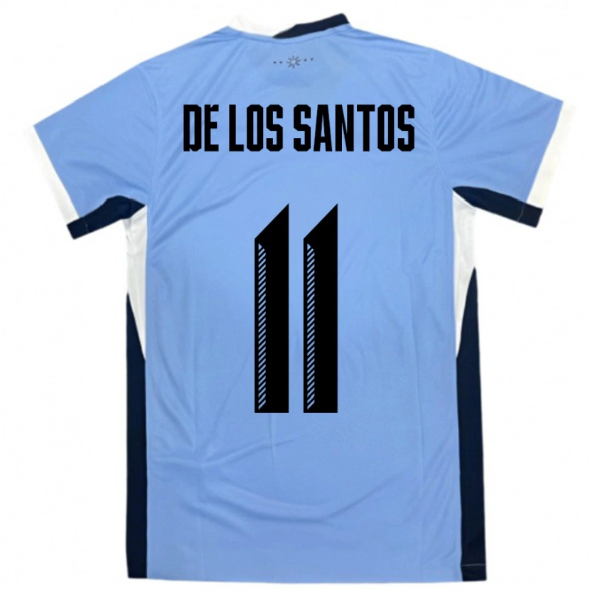 Danxen Enfant Maillot Uruguay Juan Cruz De Los Santos #11 Blanc Noir Tenues Domicile 24-26 T-Shirt