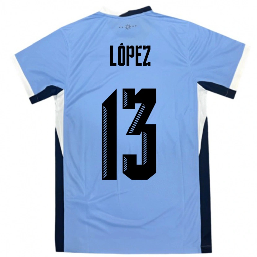 Danxen Enfant Maillot Uruguay Nahuel López #13 Blanc Noir Tenues Domicile 24-26 T-Shirt