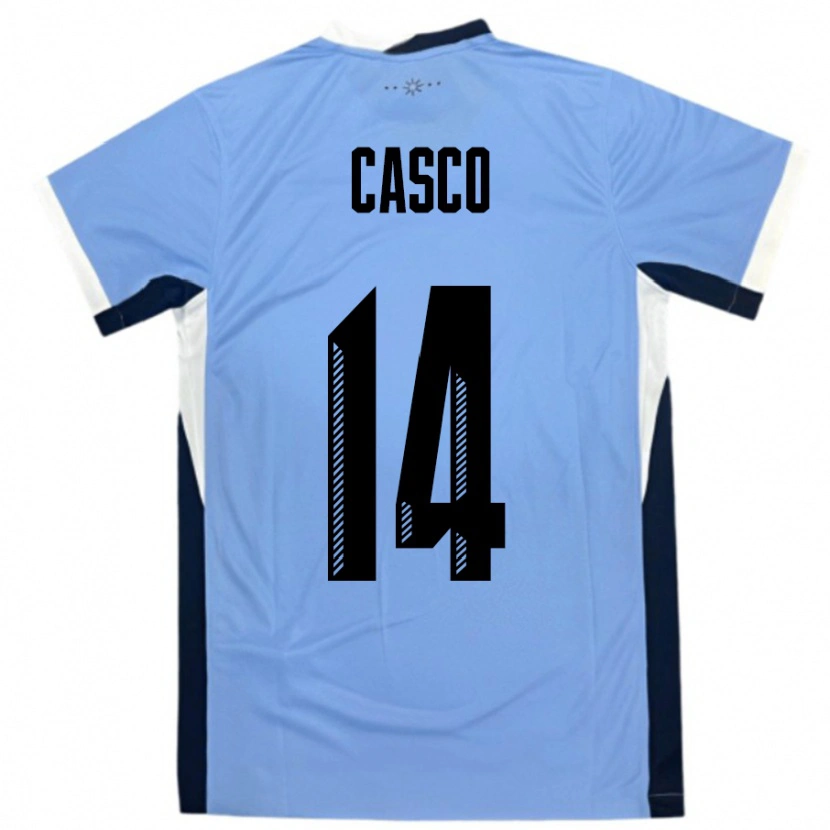 Danxen Enfant Maillot Uruguay Maximiliano Casco #14 Blanc Noir Tenues Domicile 24-26 T-Shirt