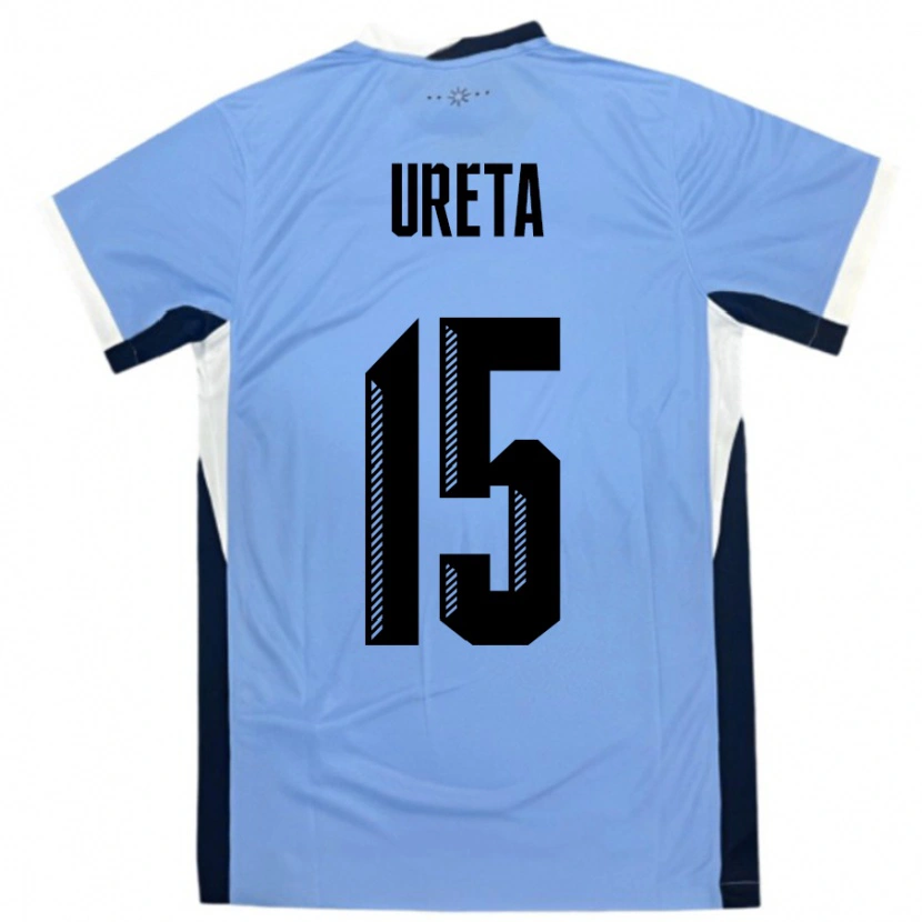 Danxen Enfant Maillot Uruguay Mateo Ureta #15 Blanc Noir Tenues Domicile 24-26 T-Shirt
